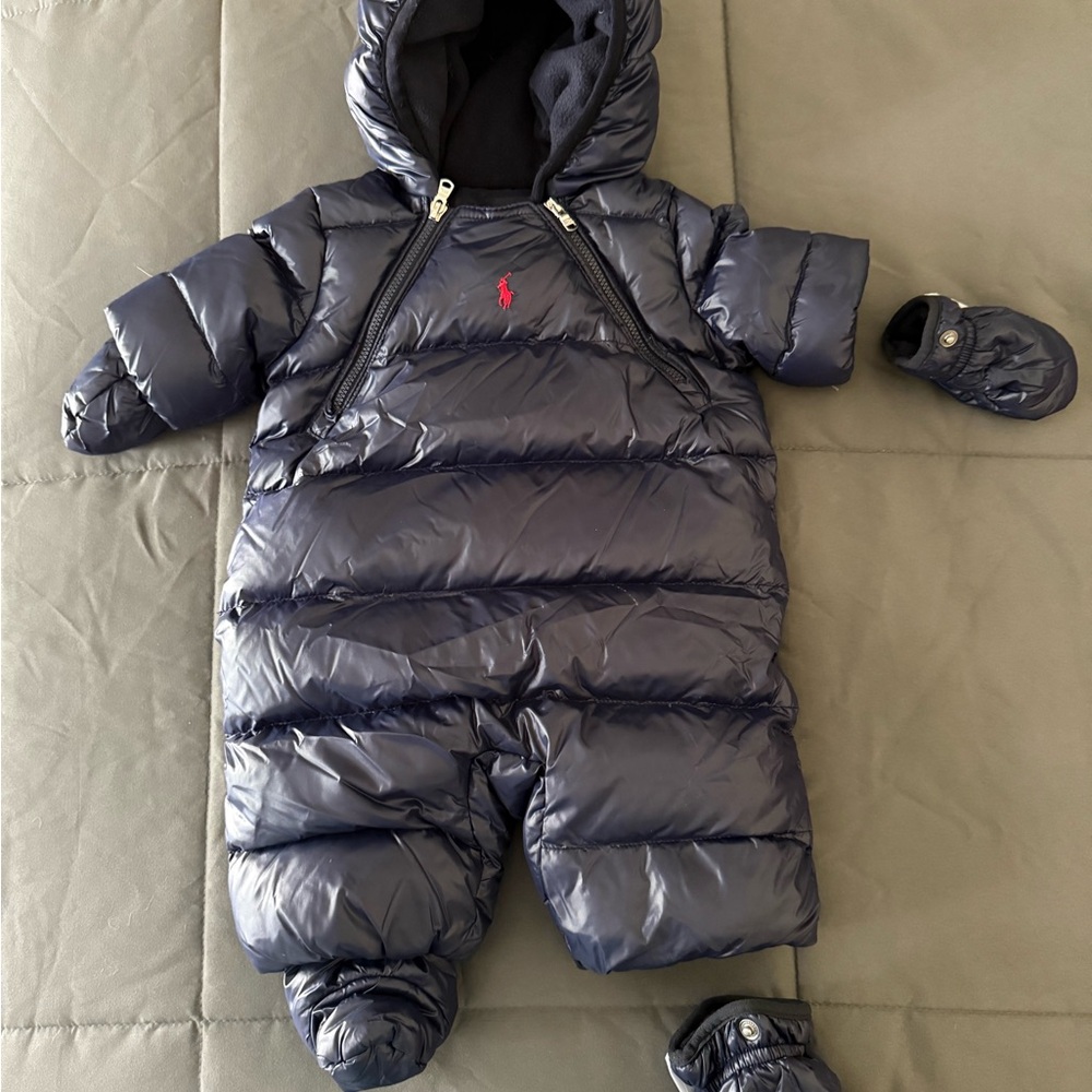 Polo by Ralph Lauren Navy Puffer Winter Suit baby size 0-3 months